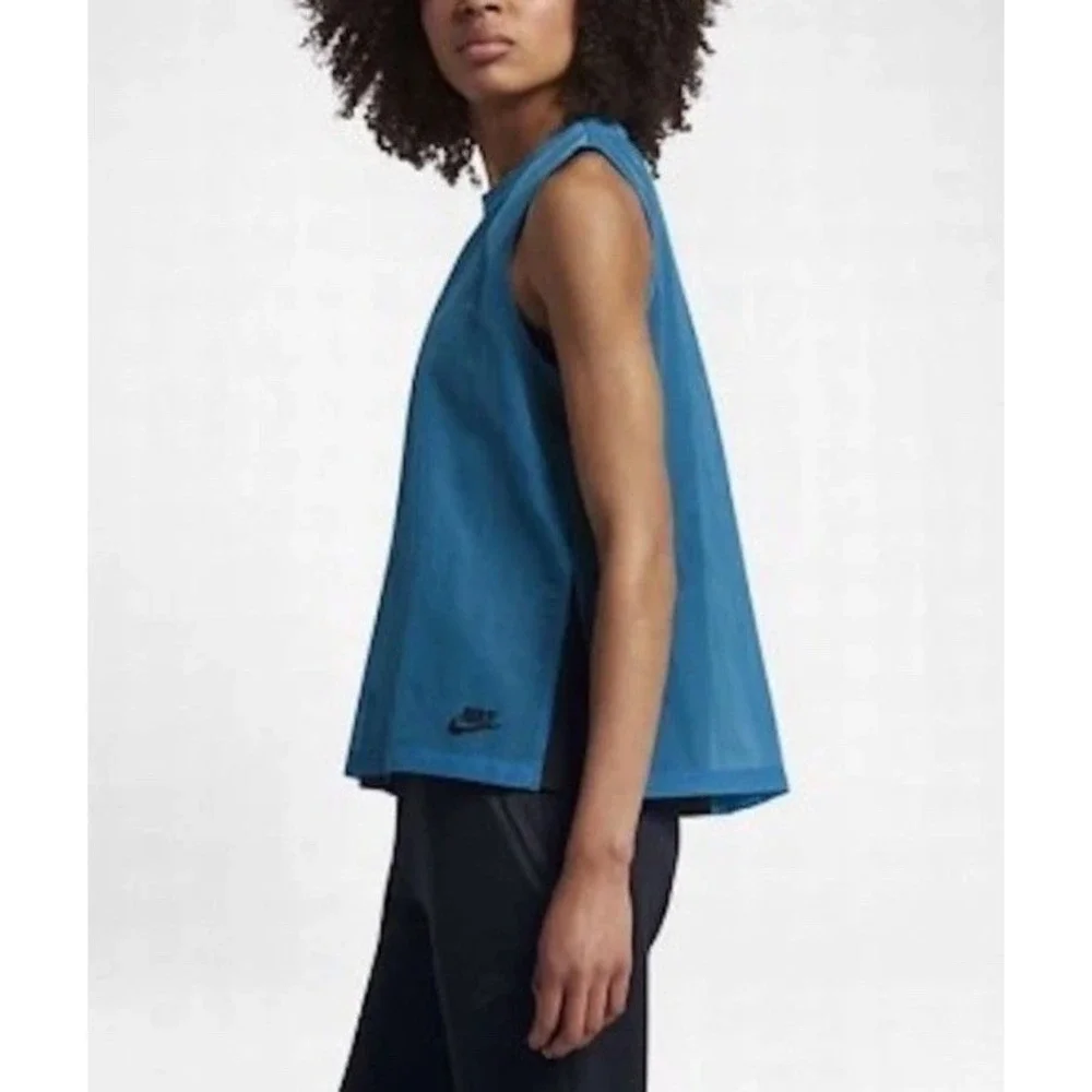 NWT $70 NIKE Women Sportswear Tech Hyper-mesh Tank TOP Lined TEAL Size M
